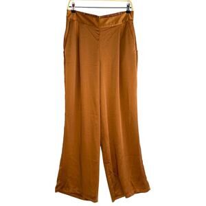 DREW Eva Wide Leg Pants Women Size M Copper Elastic Waist Officecore Flowy NWT